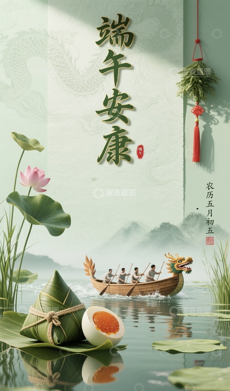 高清大图下载【趣麦麦图】端午安康海报5
