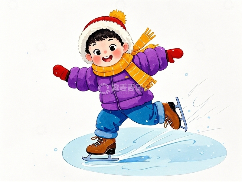 高清大图下载【趣麦麦图】冬季滑冰人物9