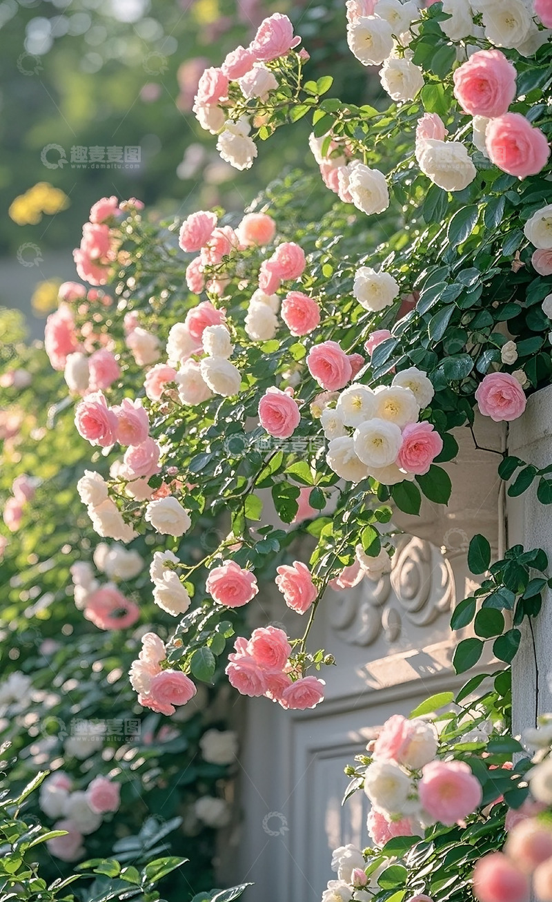 高清大图下载【趣麦麦图】满墙的蔷薇花11