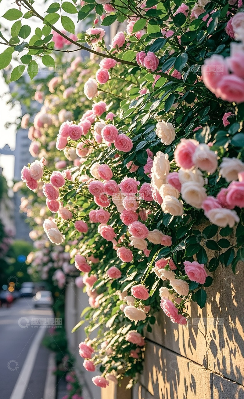 高清大图下载【趣麦麦图】满墙的蔷薇花10