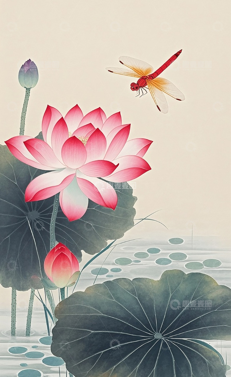 高清大图下载【趣麦麦图】莲花水墨画2