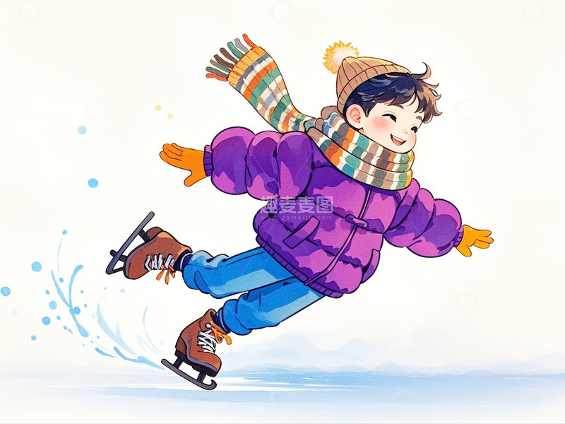 高清大图下载【趣麦麦图】冬季滑冰场景5