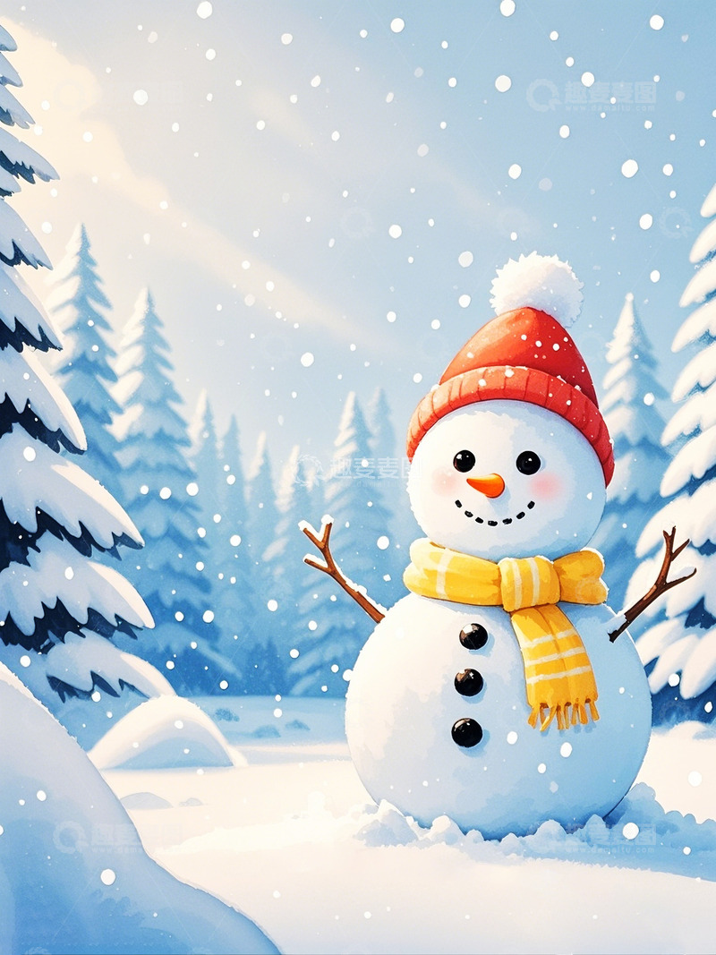 高清大图下载【趣麦麦图】冬季可爱雪人背景3