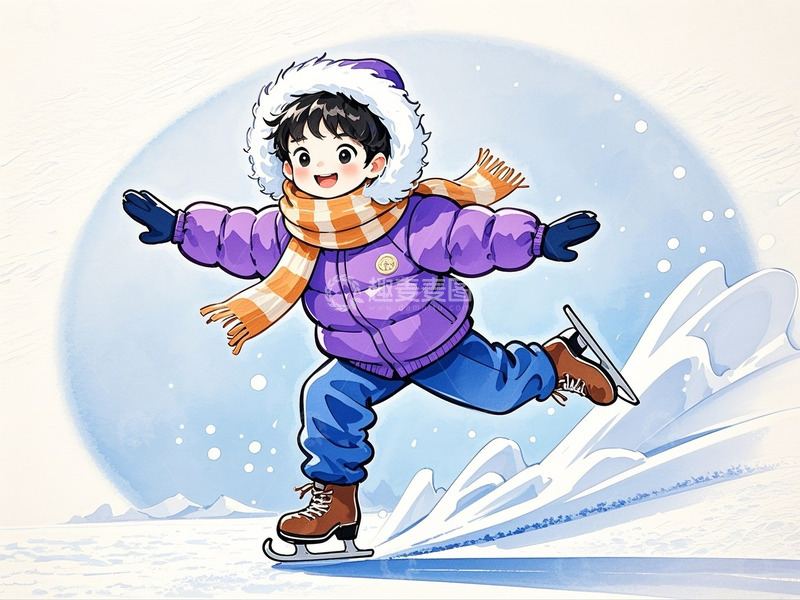 高清大图下载【趣麦麦图】冬季滑冰人物2