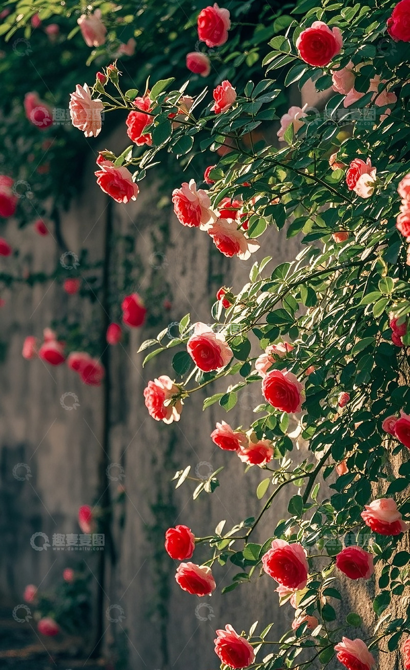 高清大图下载【趣麦麦图】满墙的蔷薇花9
