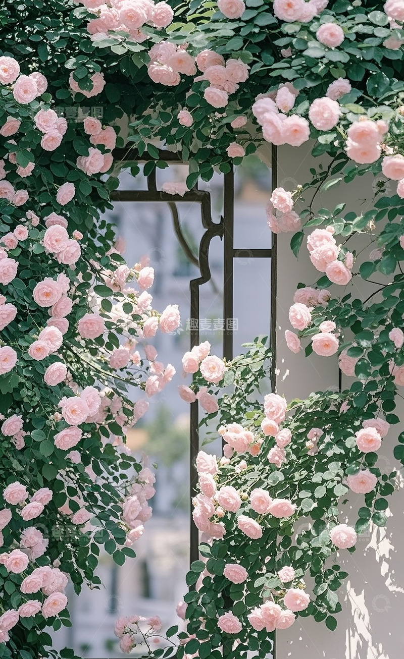 高清大图下载【趣麦麦图】满墙的蔷薇花12