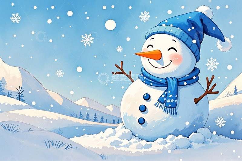 高清大图下载【趣麦麦图】冬季可爱雪人背景7