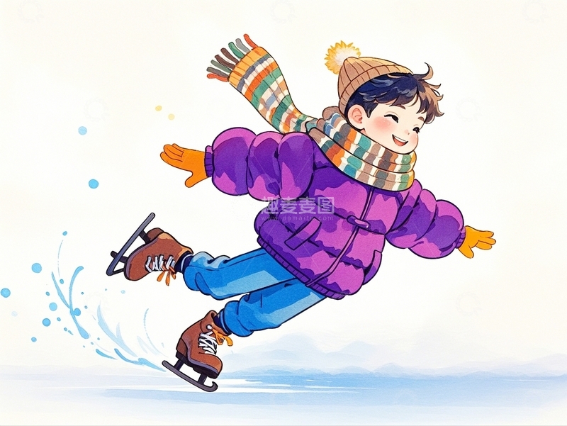 高清大图下载【趣麦麦图】冬季滑冰人物5