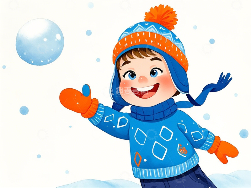 高清大图下载【趣麦麦图】冬季儿童打雪仗12