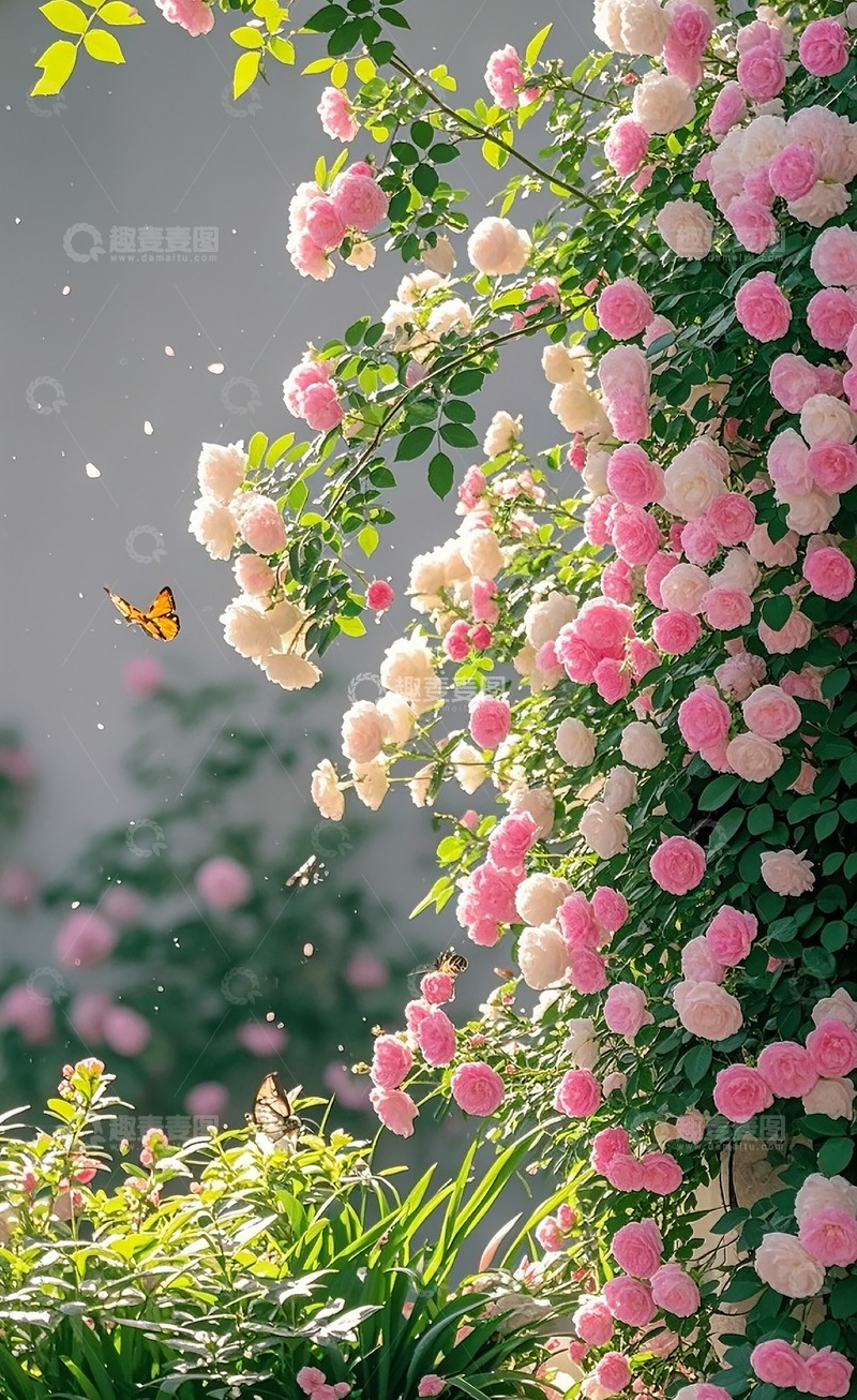 高清大图下载【趣麦麦图】满墙的蔷薇花6