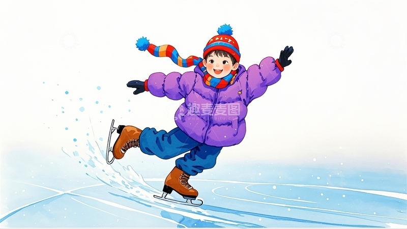 高清大图下载【趣麦麦图】冬季滑冰场景4