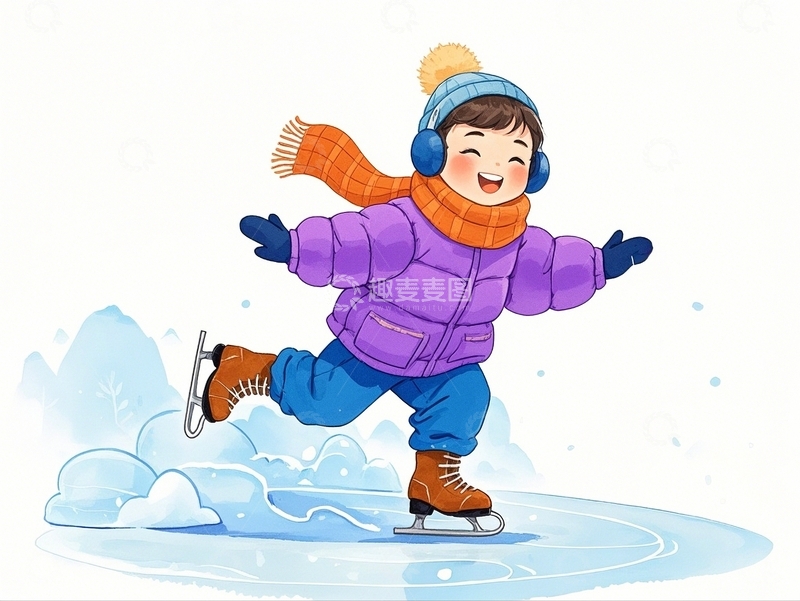 高清大图下载【趣麦麦图】冬季滑冰场景3