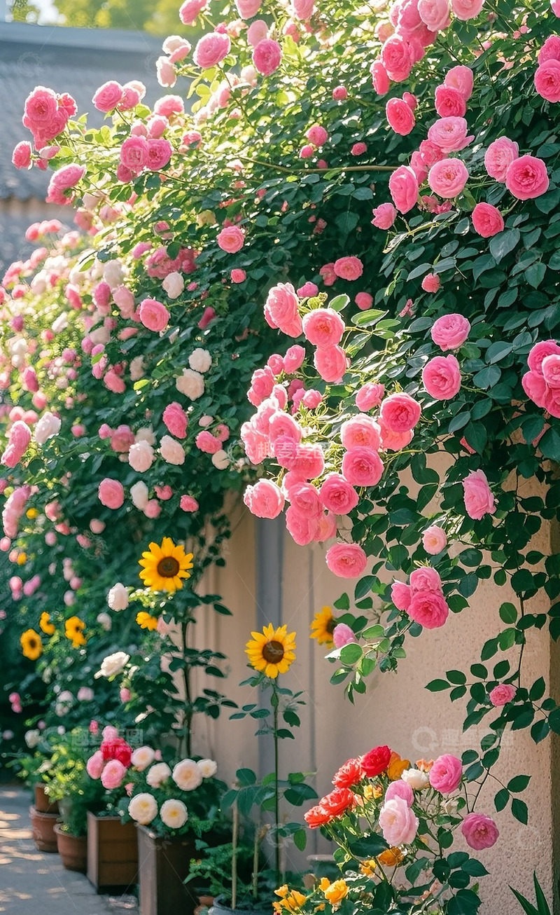 高清大图下载【趣麦麦图】满墙的蔷薇花15