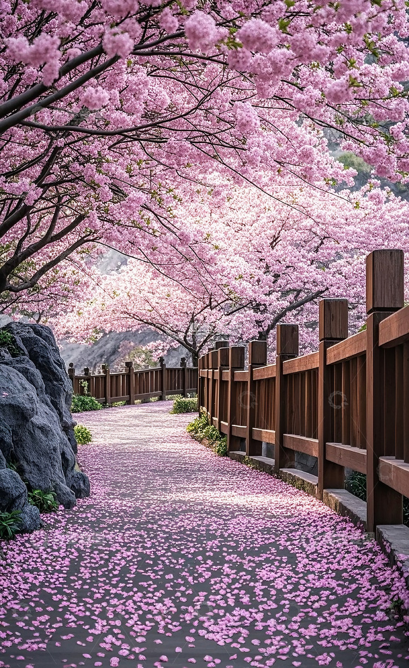 高清大图下载【趣麦麦图】开满花的蜿蜒小径1