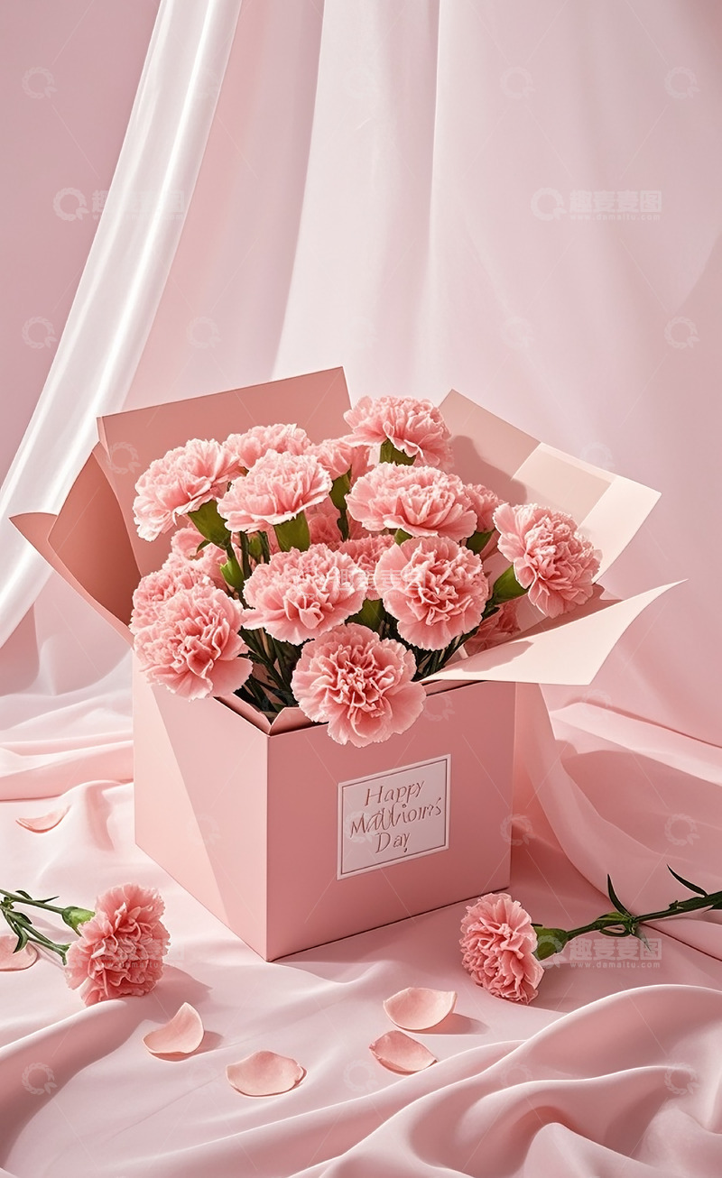 高清大图下载【趣麦麦图】康乃馨和礼物盒3