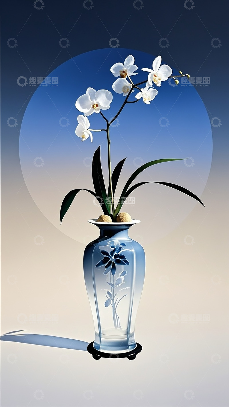 高清大图下载【趣麦麦图】新中式花瓶插画11
