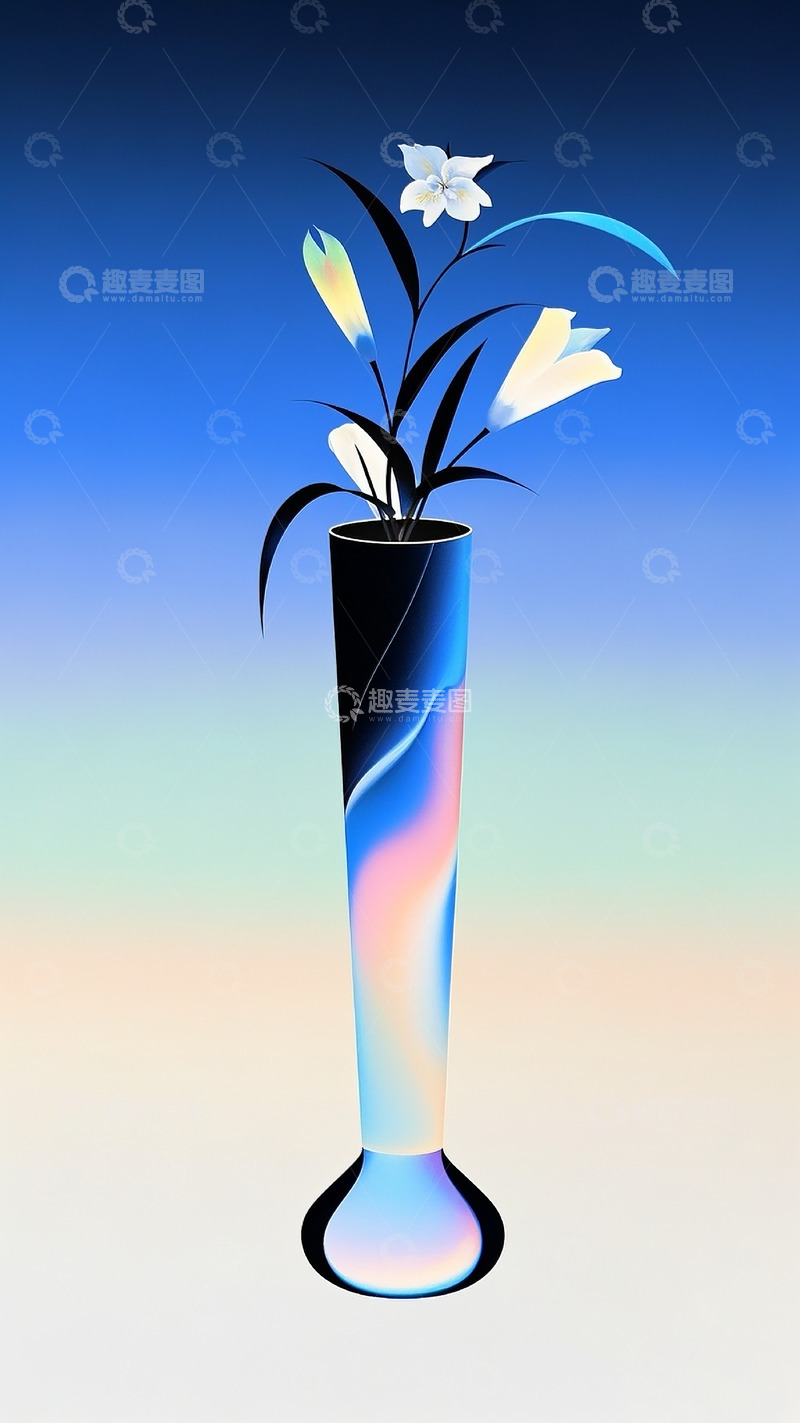 高清大图下载【趣麦麦图】新中式花瓶插画6