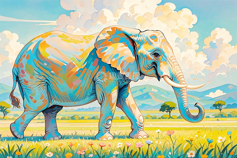 高清大图下载【趣麦麦图】水彩插画大象3