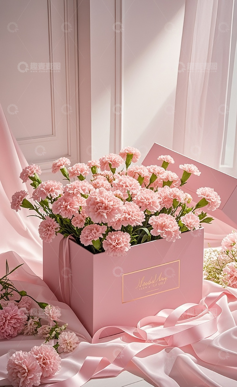 高清大图下载【趣麦麦图】康乃馨和礼物盒4