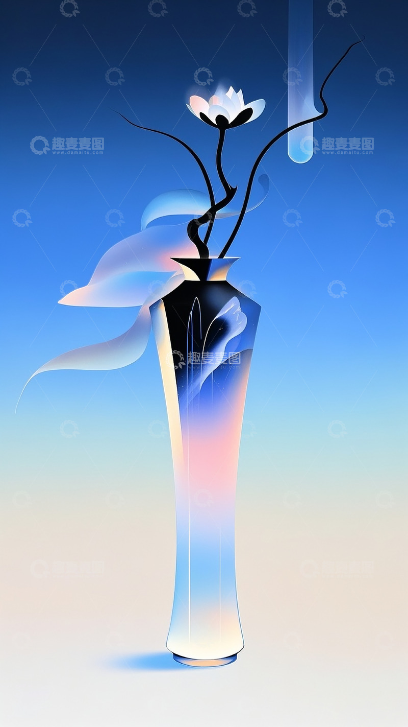 高清大图下载【趣麦麦图】新中式花瓶插画16