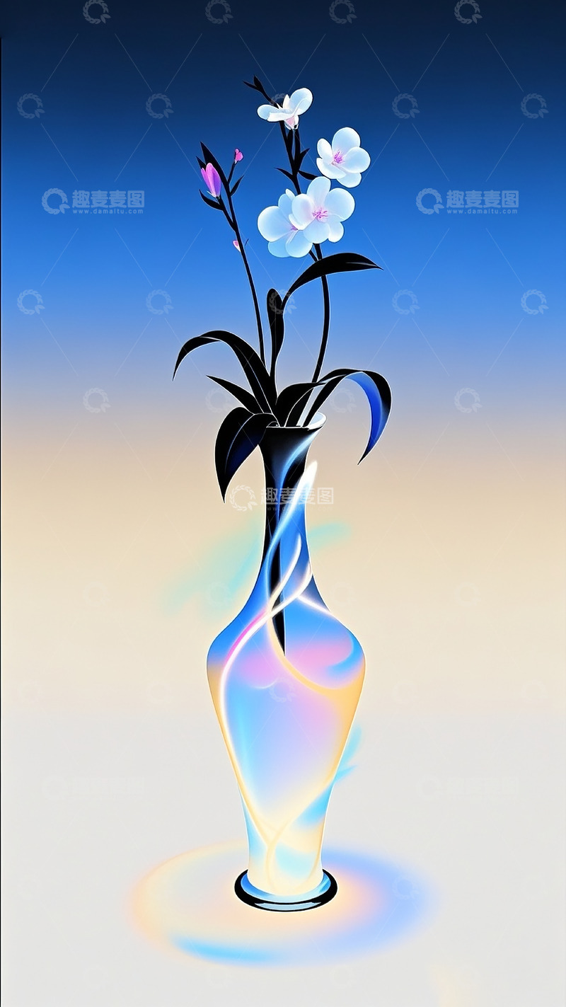 高清大图下载【趣麦麦图】新中式花瓶插画4