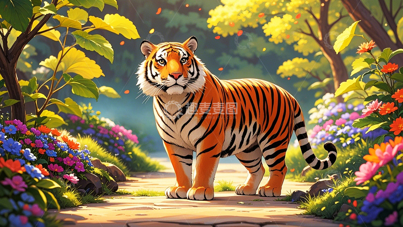 高清大图下载【趣麦麦图】水彩插画老虎6