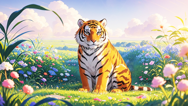 高清大图下载【趣麦麦图】水彩插画老虎5