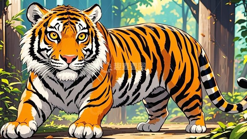 高清大图下载【趣麦麦图】水彩插画老虎1