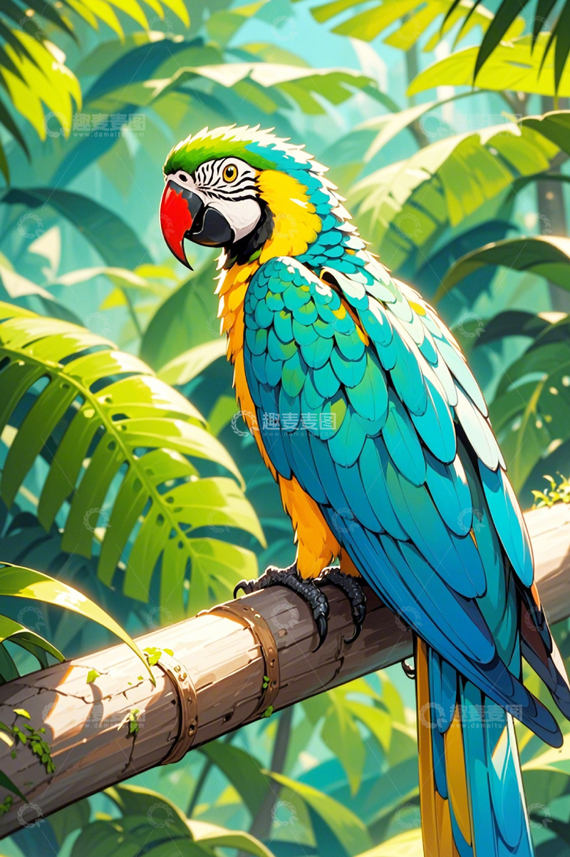 高清大图下载【趣麦麦图】水彩插画鹦鹉4