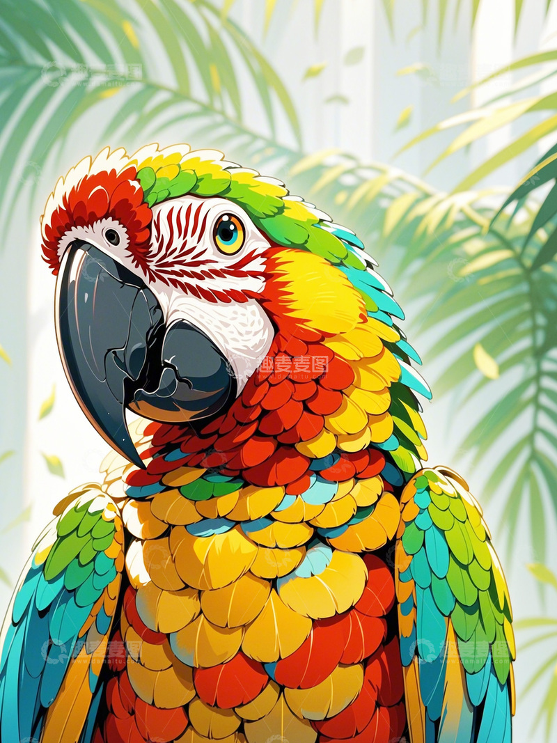 高清大图下载【趣麦麦图】水彩插画鹦鹉2