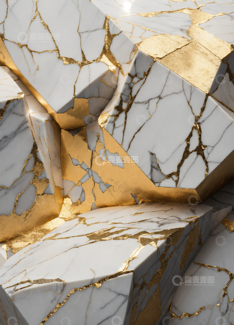 高清大图下载【趣麦麦图】白色金色大理石纹理AI壁纸高清图片背景素2