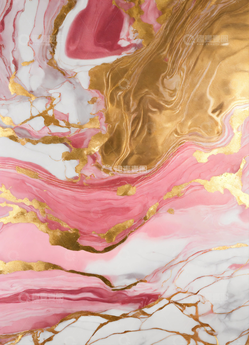 高清大图下载【趣麦麦图】金色粉色大理石纹理AI壁纸高清图片背景素2