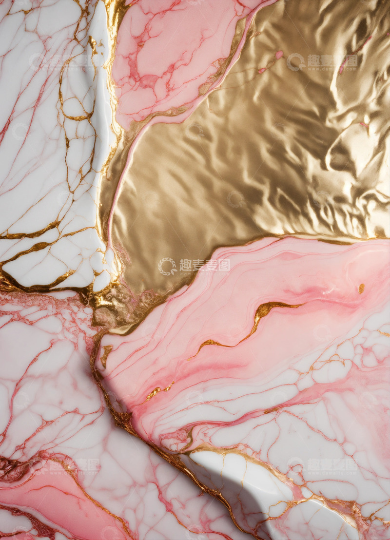 高清大图下载【趣麦麦图】金色粉色大理石纹理AI壁纸高清图片背景素5