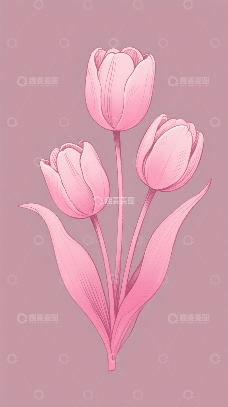 高清大图下载【趣麦麦图】郁金香插画11