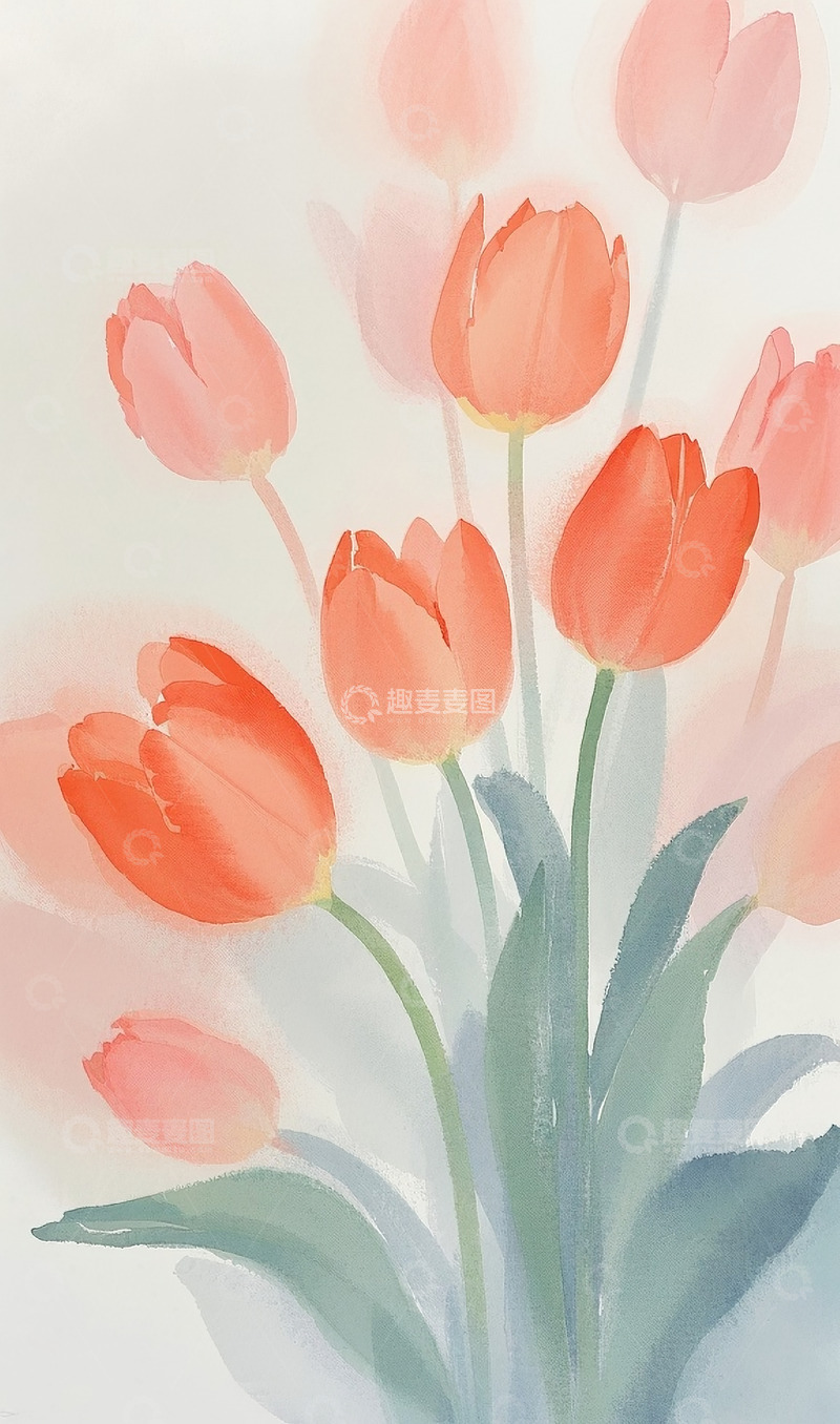 高清大图下载【趣麦麦图】郁金香插画
