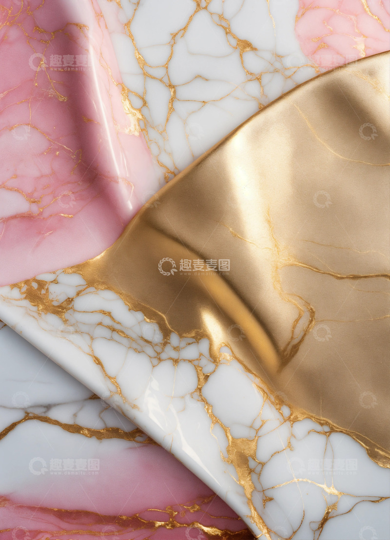 高清大图下载【趣麦麦图】金色粉色大理石纹理AI壁纸高清图片背景素4