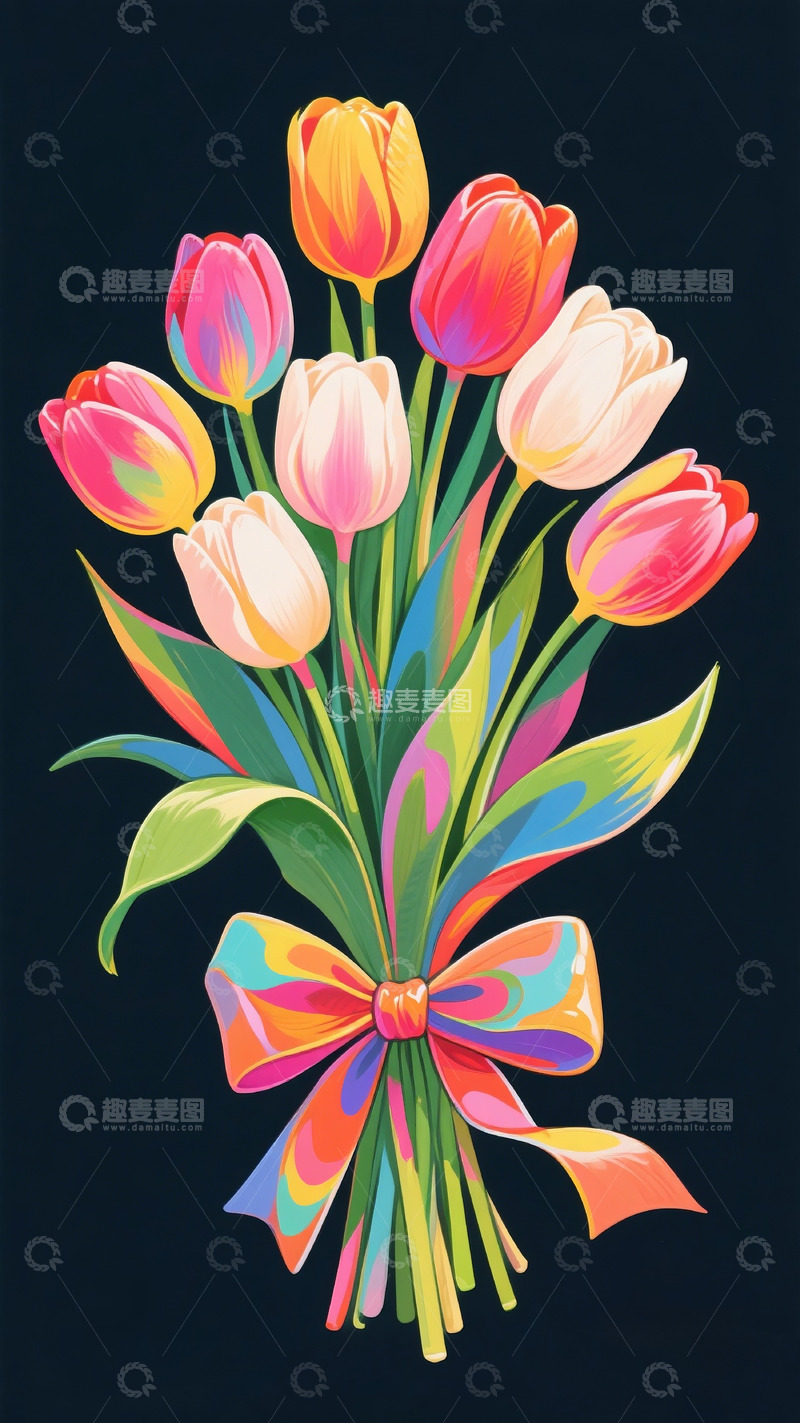 高清大图下载【趣麦麦图】郁金香插画12