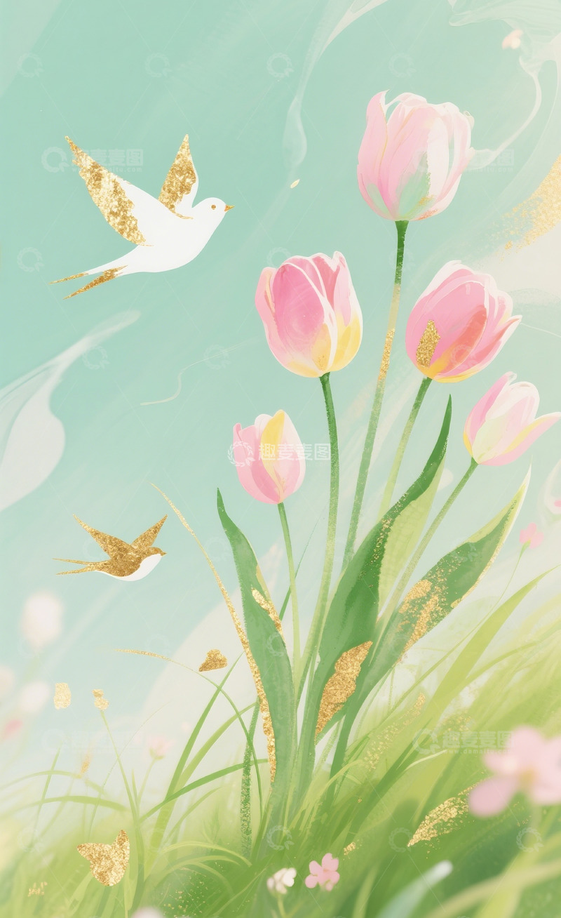 高清大图下载【趣麦麦图】郁金香插画16