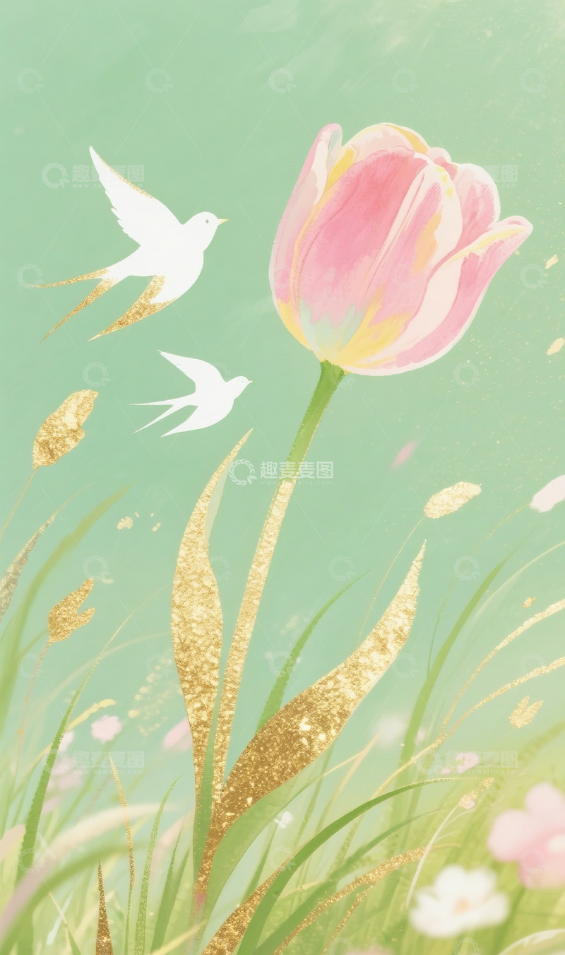 高清大图下载【趣麦麦图】郁金香插画19