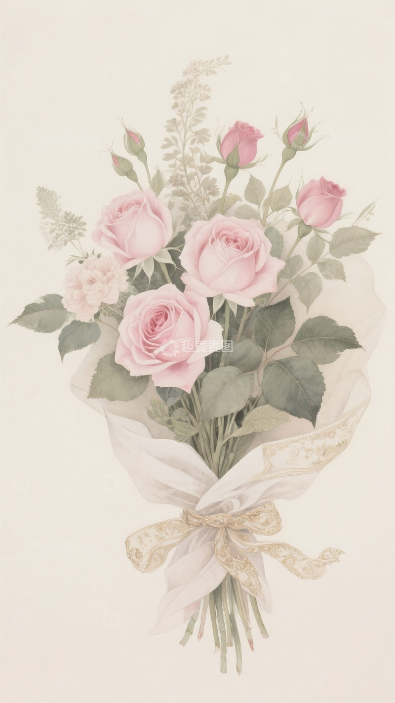 高清大图下载【趣麦麦图】玫瑰花插画2