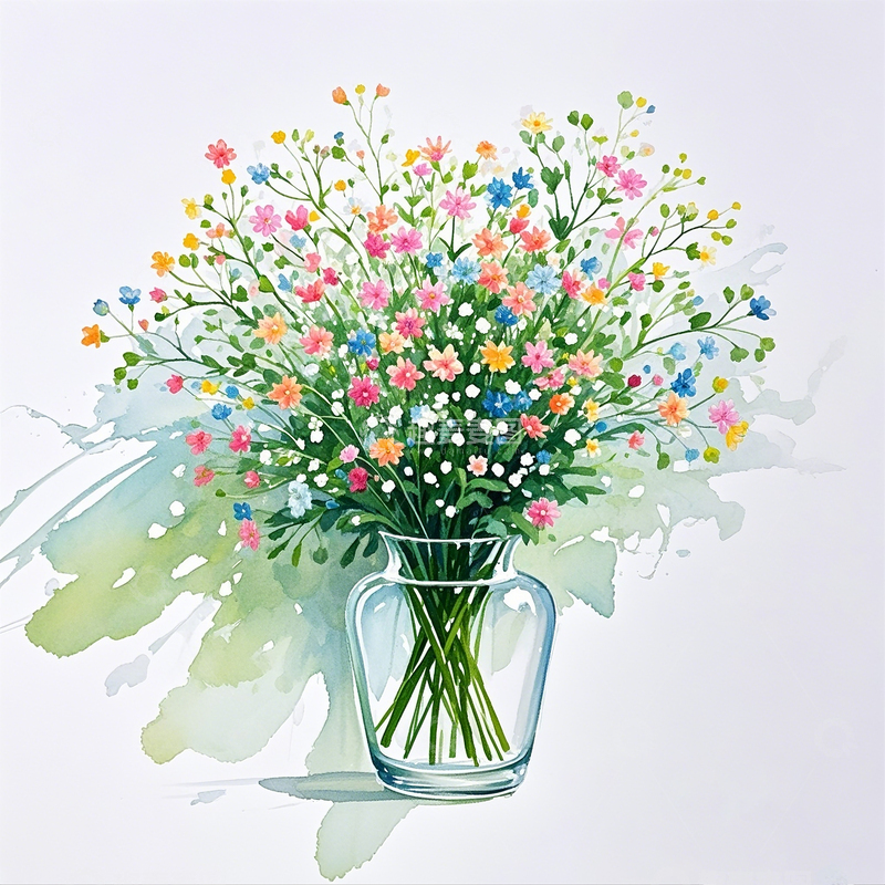 高清大图下载【趣麦麦图】卡通彩铅蜡笔满天星花束1