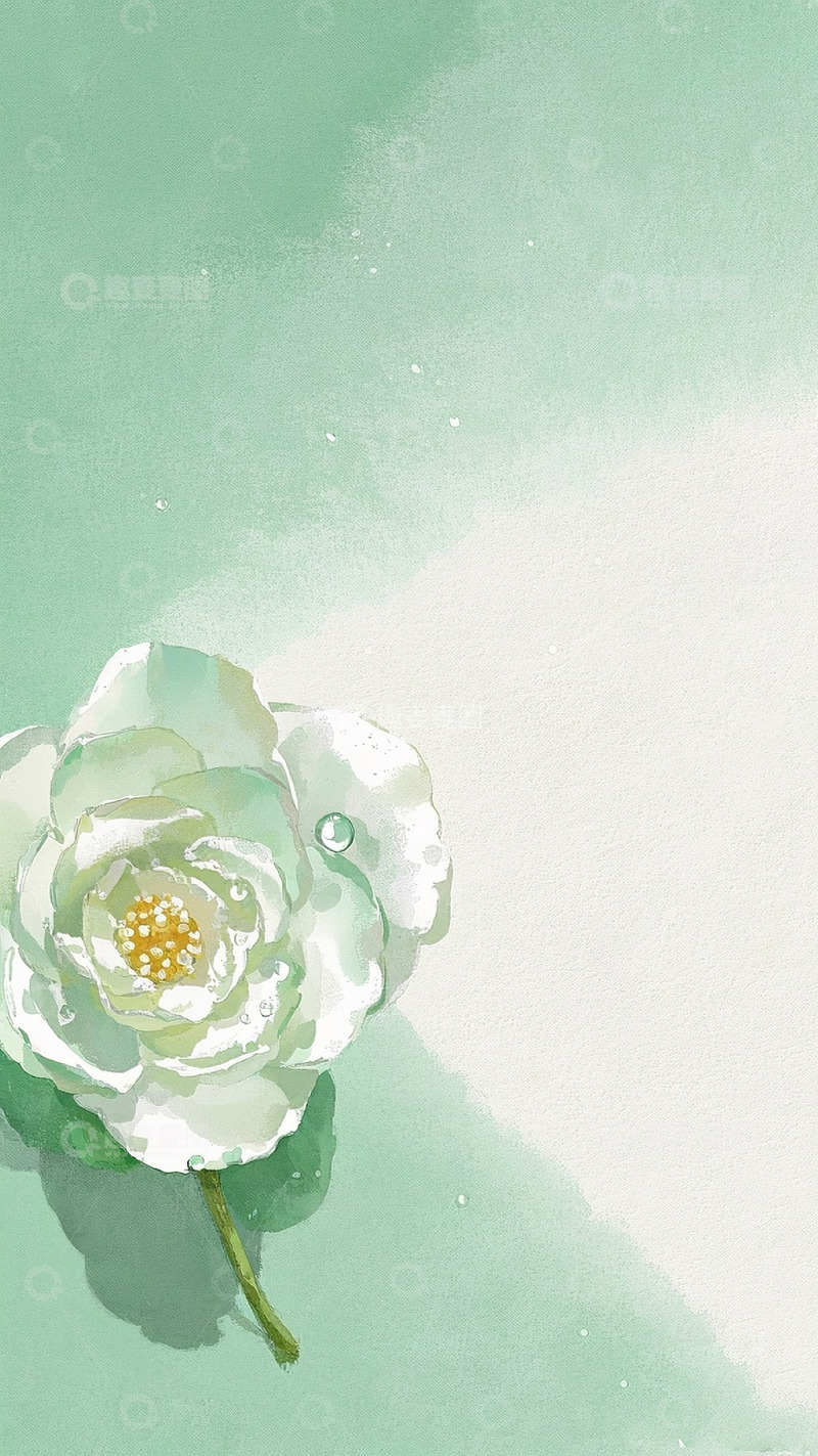 高清大图下载【趣麦麦图】山茶花水彩插画1