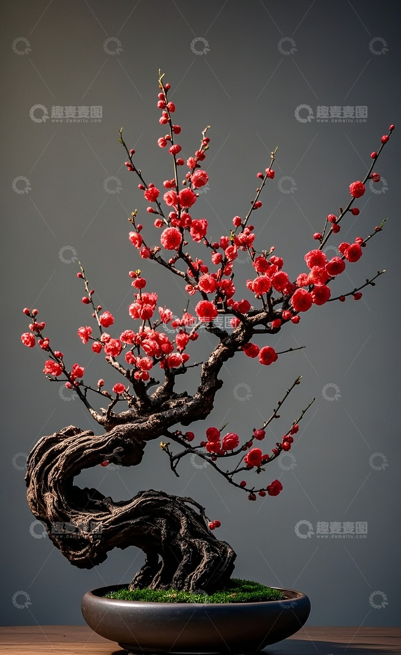 高清大图下载【趣麦麦图】红梅盆栽1