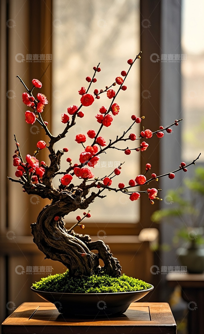高清大图下载【趣麦麦图】红梅盆栽