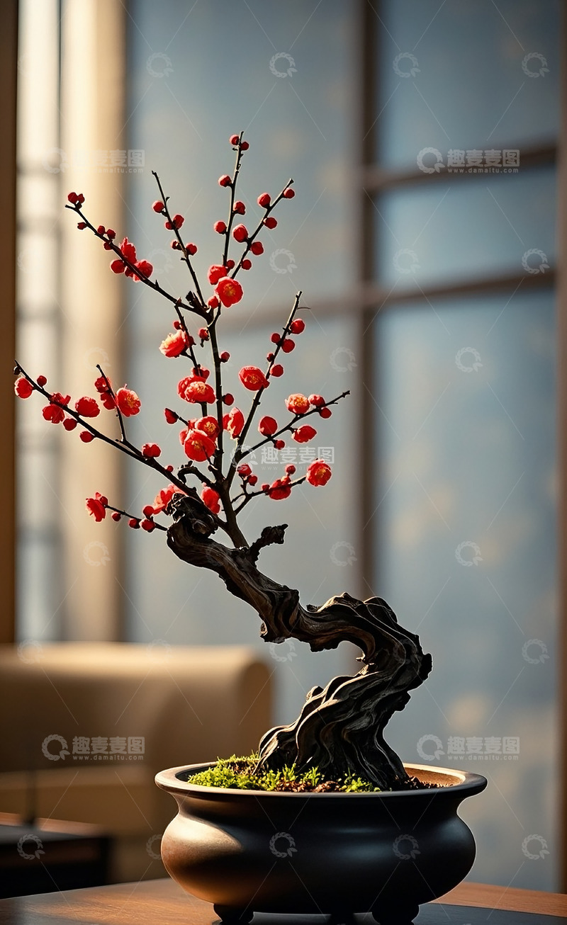 高清大图下载【趣麦麦图】红梅盆栽2