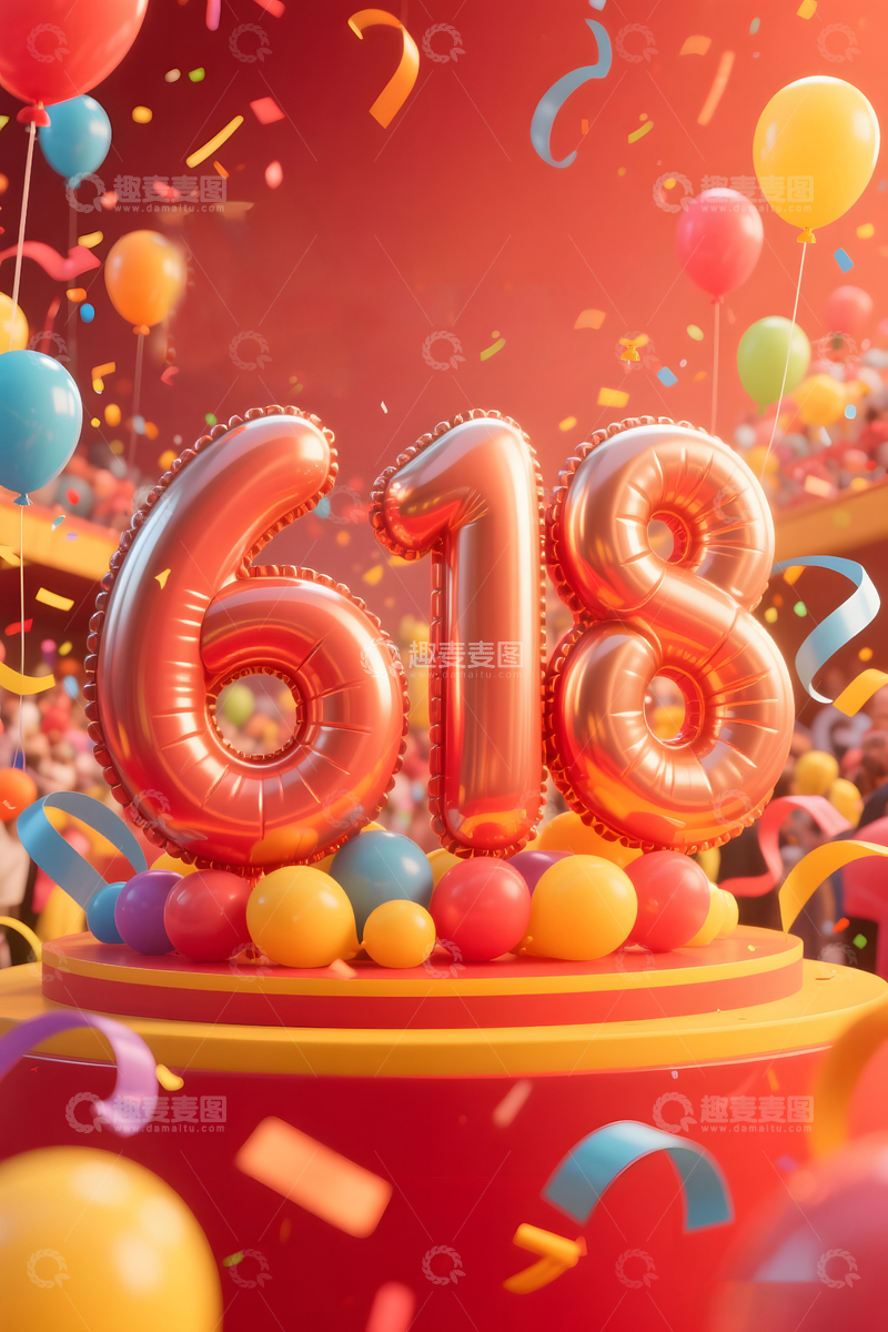 高清大图下载【趣麦麦图】618立体3D促销场景8