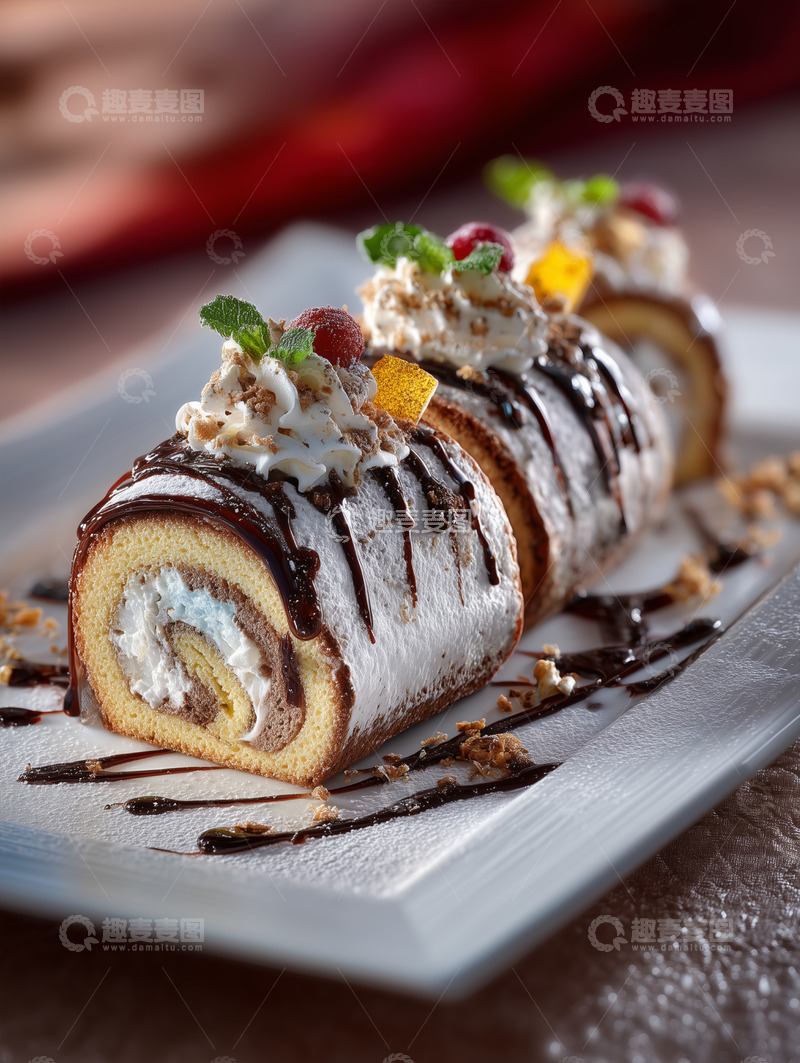 高清大图下载【趣麦麦图】甜品蛋糕卷瑞士卷摄影图27