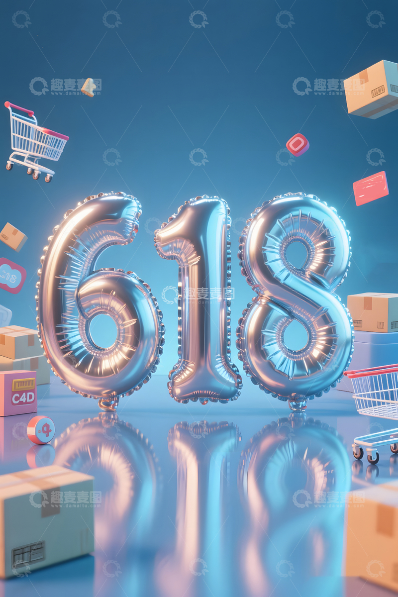 高清大图下载【趣麦麦图】618立体3D促销场景5