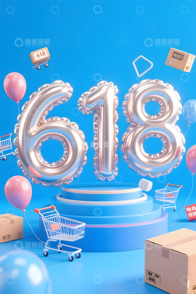 高清大图下载【趣麦麦图】618立体3D促销场景6