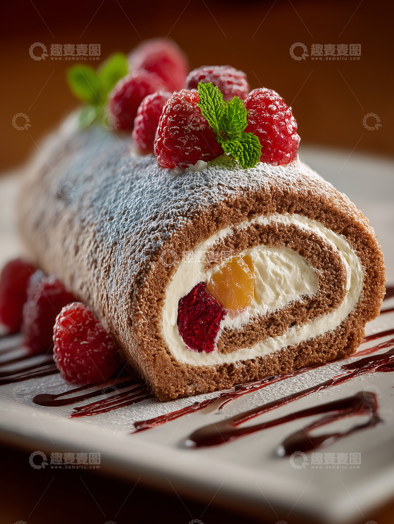 高清大图下载【趣麦麦图】甜品蛋糕卷瑞士卷摄影图